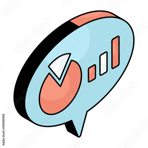 A flat design icon of analytical chat