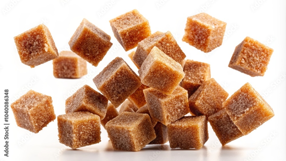 Brown Sugar Cubes on Transparent Background Brown Sugar Cubes on Transparent Background