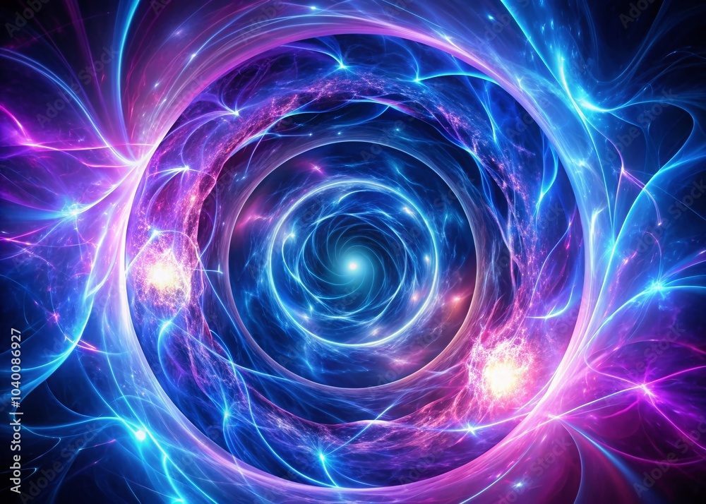 Fototapeta premium Mesmerizing Dynamic Plasma Background with Glowing Lines in Purple and Blue Shades - Hypnotic Motion Energy Spiral