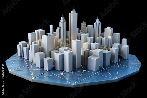 Abstract Network Lines City Skyline Soft Background Interconnectedness Smart Cities Global Concept Ample Copy Space Photo Stock Design Creative Vector Illustration #1040088782