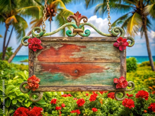 Vintage Tropical Signage with Faded Paint and Charm