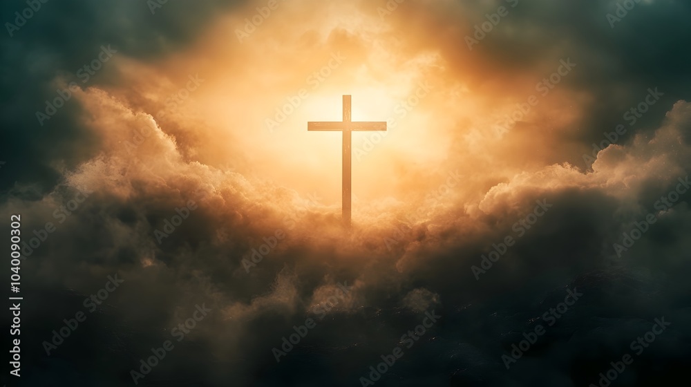 Heavenly Cristian Cross in Blurred Divine Light and Spirit Heavenly Cristian Cross in Blurred Divine Light and Spirit