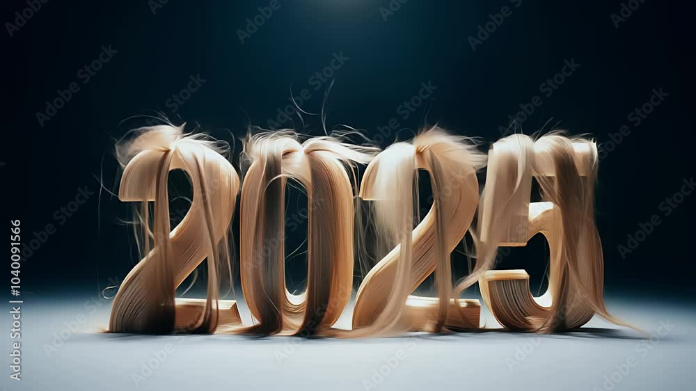 New Year number 2025 made of hair. reated with Generative AI.