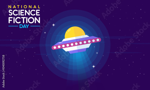 National Science Fiction Day Background. Space, Fantasy, Sci-Fi Poster Design