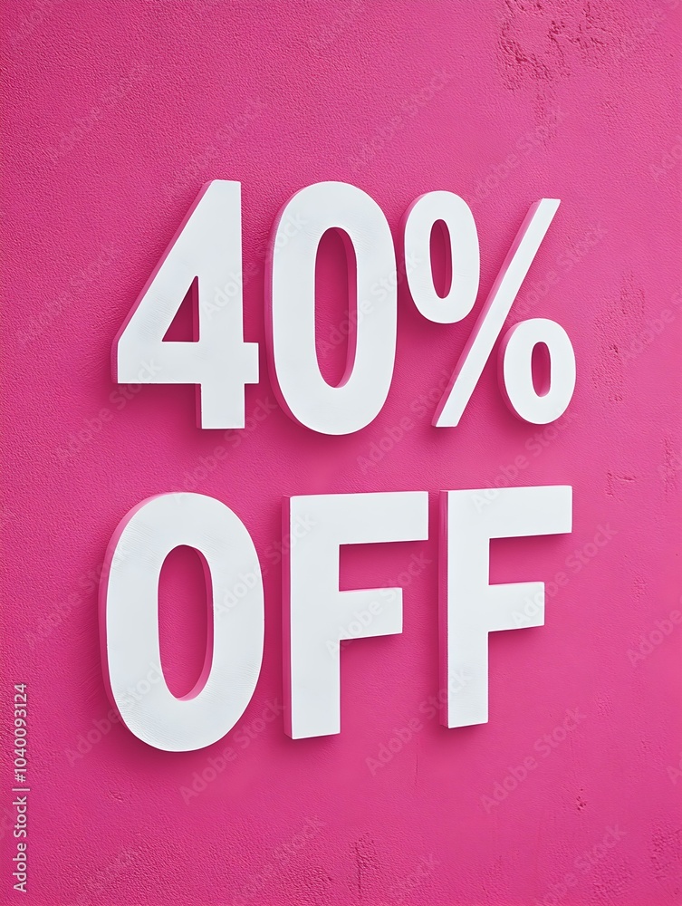 White '40% OFF' Promotional Sign on a Hot Pink Background White '40% OFF' Promotional Sign on a Hot Pink Background