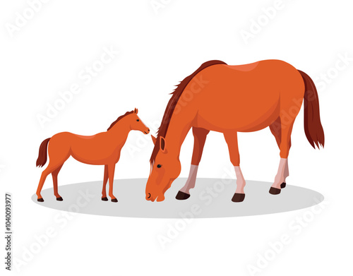 Horse and foal icon. Animal farm and nature theme. Isolated design. Vector illustration.