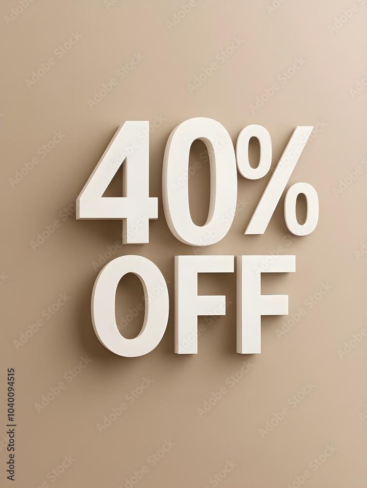 White '40% OFF' Promotional Sign on a Khaki Background White '40% OFF' Promotional Sign on a Khaki Background