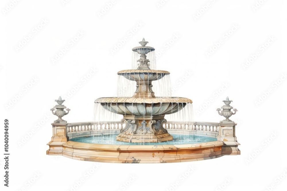 Fototapeta premium Fountain architecture white background sculpture.