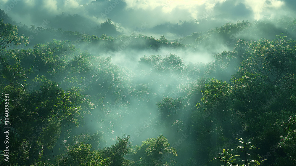 misty morning in the forest misty morning in the forest