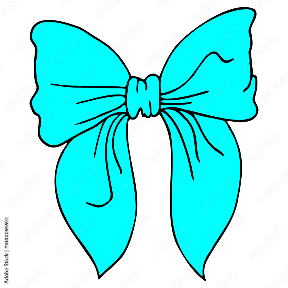 Hand-Drawn Doodle Bow Tie Outline Icon, Minimalist Design, front, cyan and black color Hand-Drawn Doodle Bow Tie Outline Icon, Minimalist Design, front, cyan and black color