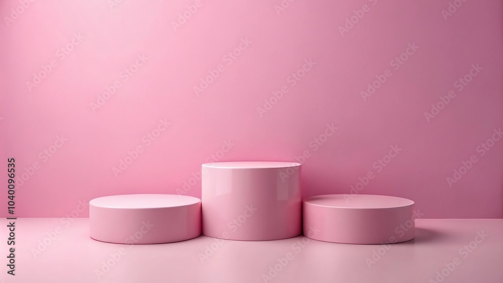 Minimal rose pink podiums with pink background Minimal rose pink podiums with pink background