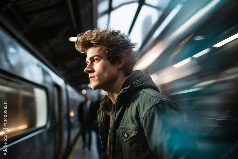 Person on a public transport generative AI concept