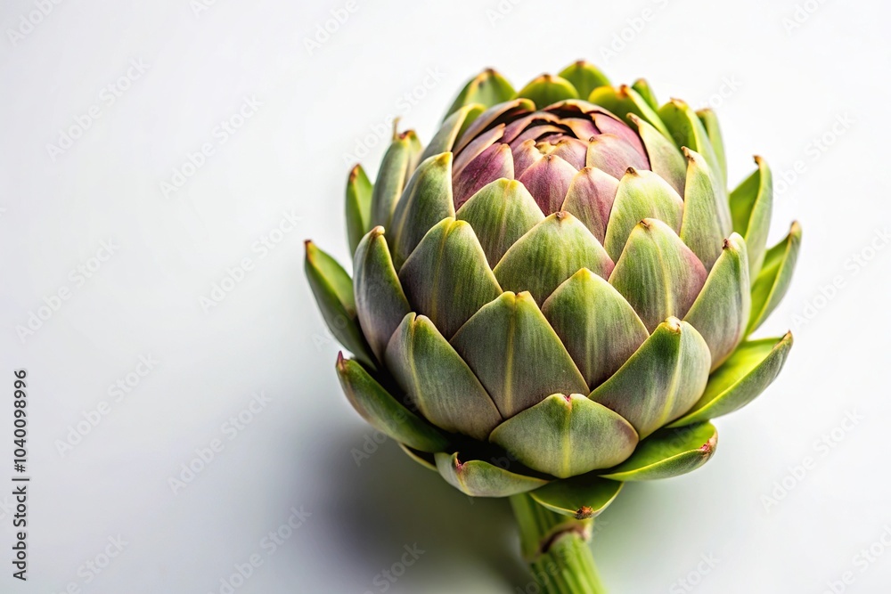 Minimalist artichoke flower on white background Minimalist artichoke flower on white background