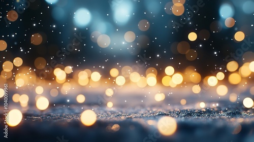 Abstract Winter Background with Christmas Lights Creating a Festive and Magical Atmosphere