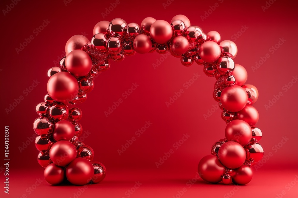 Obraz premium luxury red balloon arch on red background 