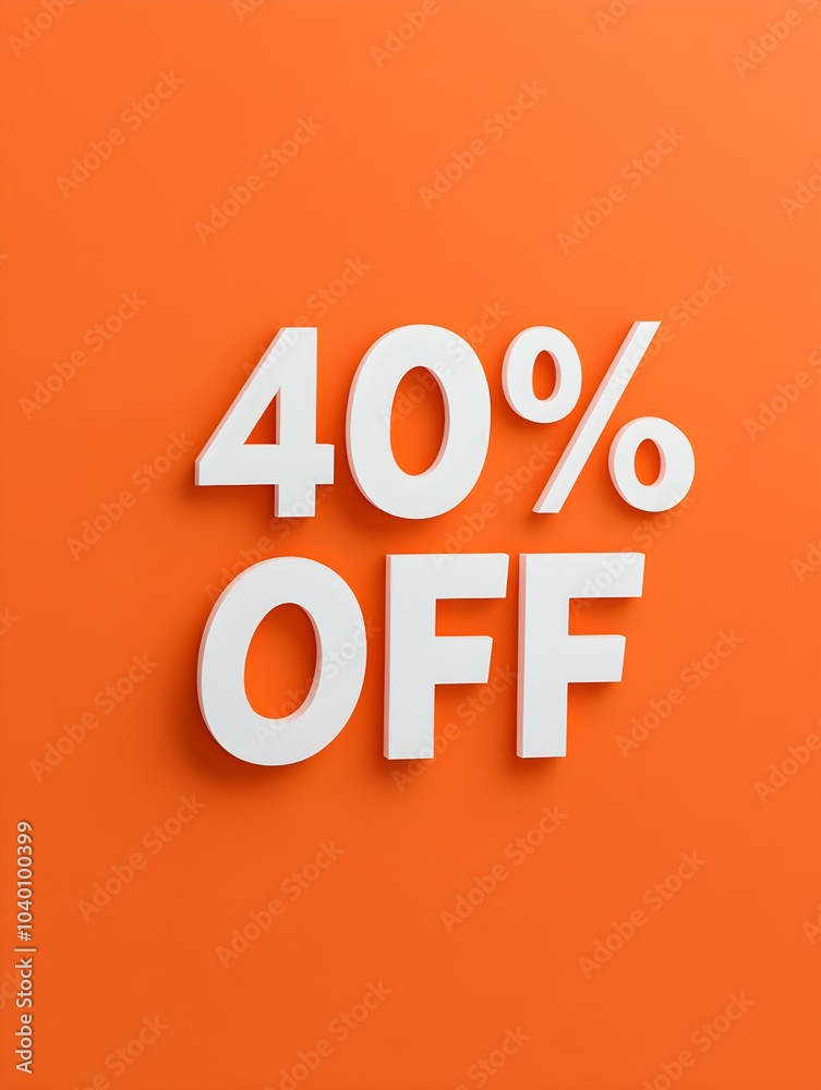 White '40% OFF' Promotional Sign on a Light Orange Background White '40% OFF' Promotional Sign on a Light Orange Background