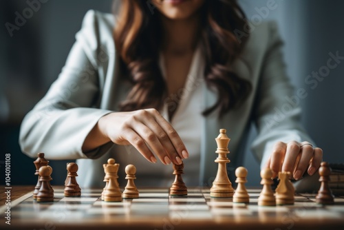 Chess game contemplation concentration. photo