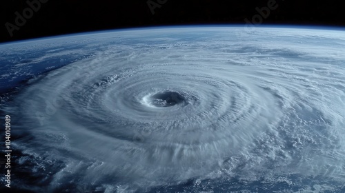 A powerful hurricane seen from space over the Atlantic. photo