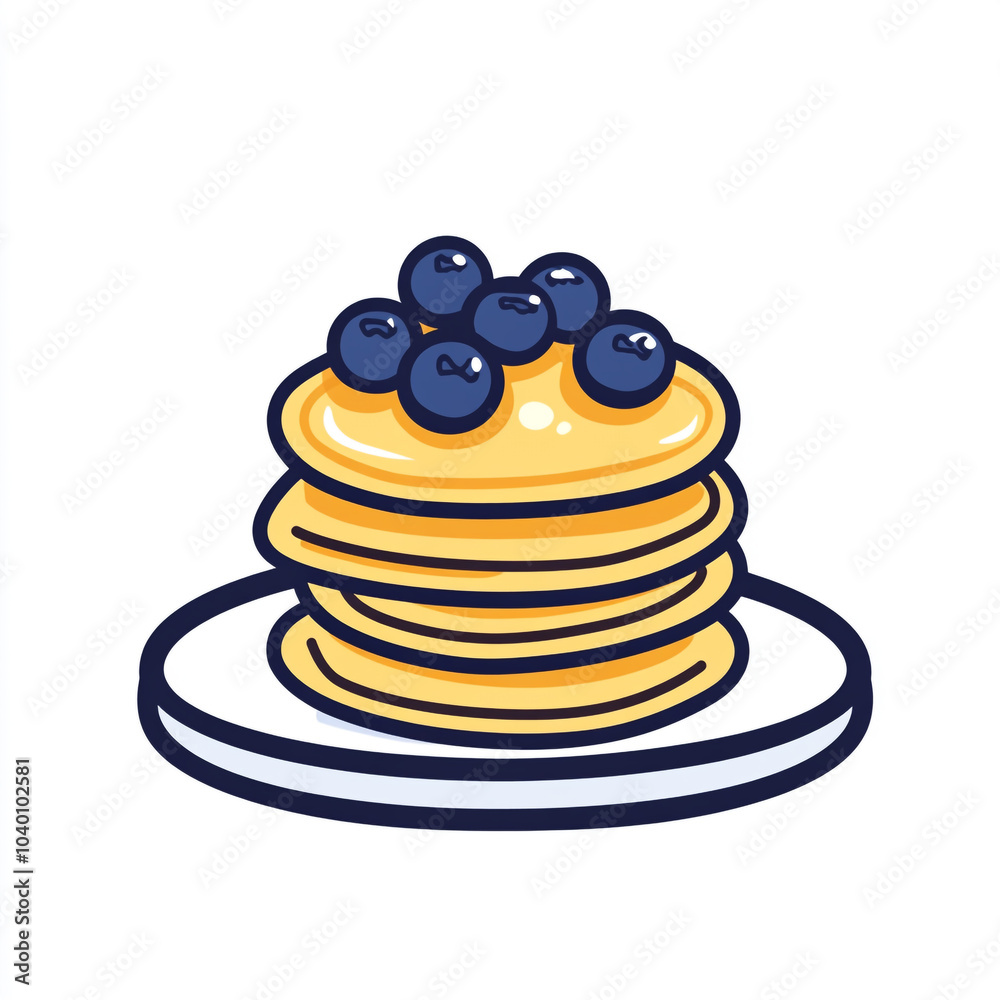A stack of yellow pancakes with blueberries on top isolated on a white background.
A stack of yellow pancakes with blueberries on top isolated on a white background.