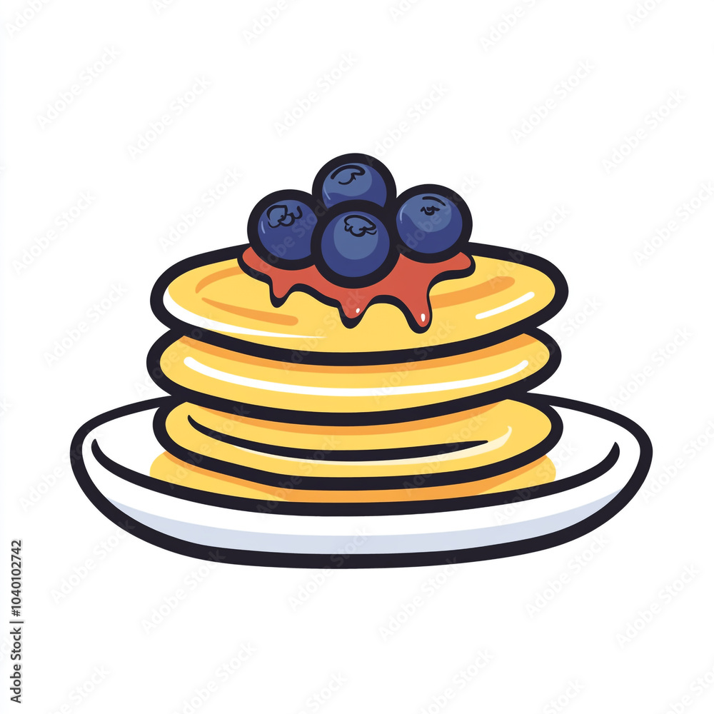 A stack of yellow pancakes with blueberries on top isolated on a white background.
A stack of yellow pancakes with blueberries on top isolated on a white background.