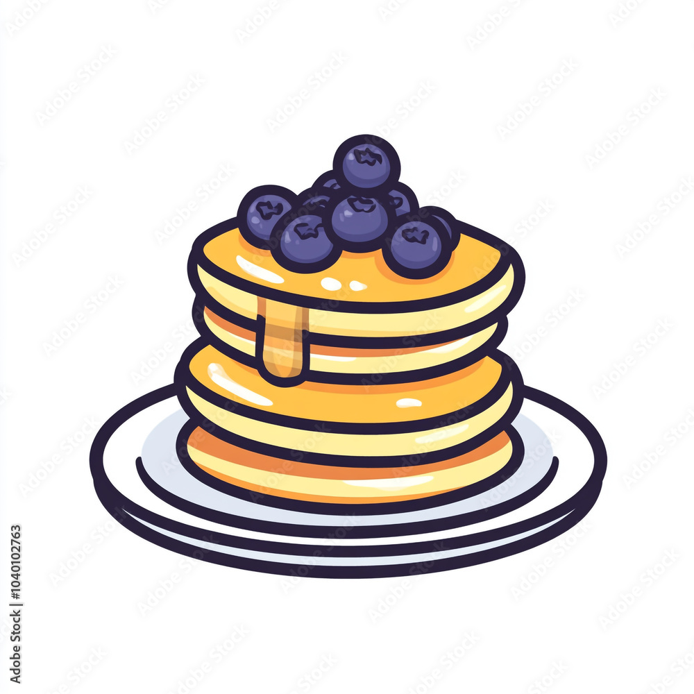 A stack of yellow pancakes with blueberries on top isolated on a white background.
A stack of yellow pancakes with blueberries on top isolated on a white background.