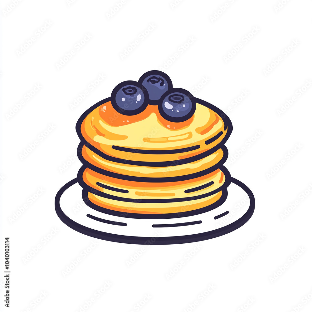 A stack of yellow pancakes with blueberries on top isolated on a white background.
A stack of yellow pancakes with blueberries on top isolated on a white background.