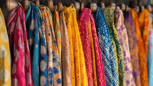 Vibrant Collection of Colorful Scarves Displayed for Sale