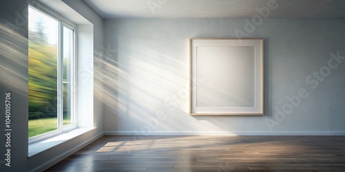 Minimalist Room with Blank White Frame on Wall - Long Exposure Photography for Interior Design Inspiration