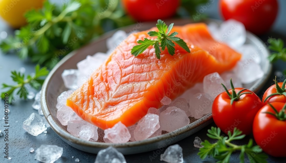 Freshly caught salmon ready to be served Freshly caught salmon ready to be served