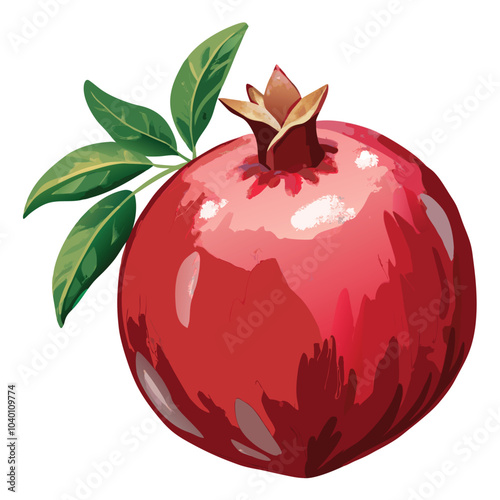 Vibrant Watercolor Pomegranate Fruit, Illustration on White Background