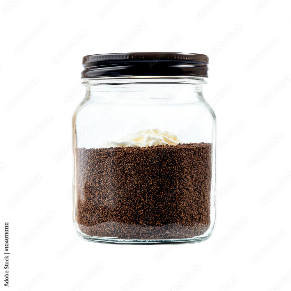 Glass Jar Filled with Instant Coffee Granules