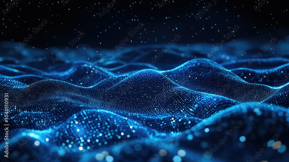 Abstract digital particles in motion, forming a futuristic data stream background. Abstract digital particles in motion, forming a futuristic data stream background.