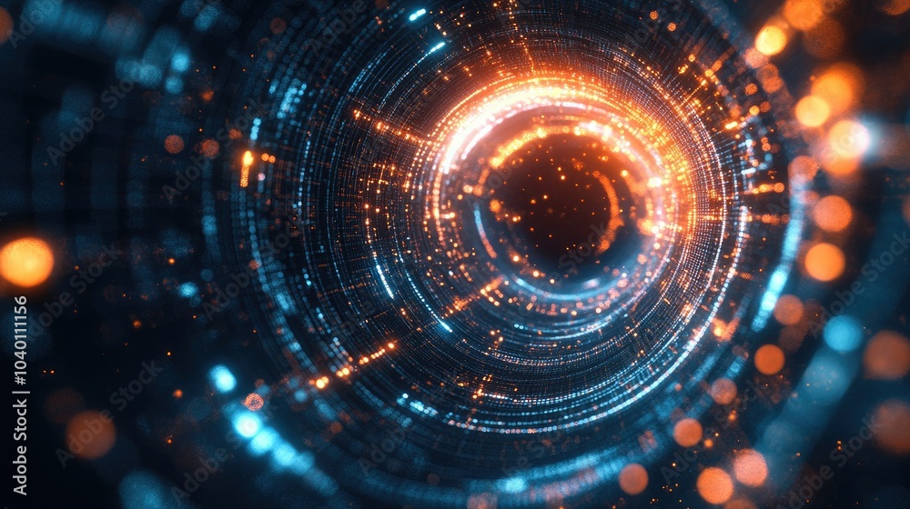 Abstract digital tunnel with glowing data streams, perfect for tech process visuals. Abstract digital tunnel with glowing data streams, perfect for tech process visuals.