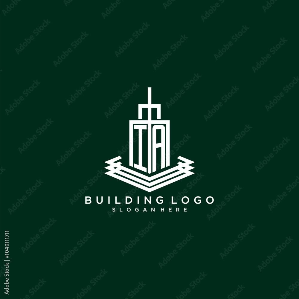 IA initial monogram building logo for real estate IA initial monogram building logo for real estate