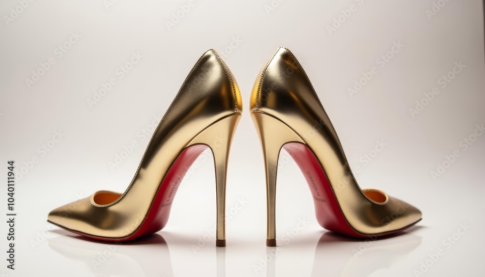 Elegance in every step Gold high heels with a striking red sole Elegance in every step Gold high heels with a striking red sole