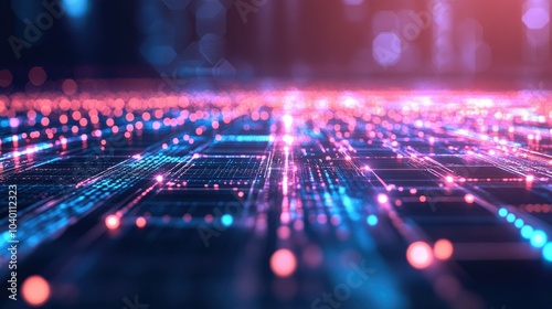 Abstract hexagonal grid glowing with digital data on a futuristic tech background.