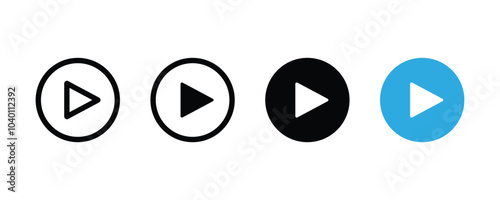 Play button icon set. Play button icons collection. Play button. Music video start sign.