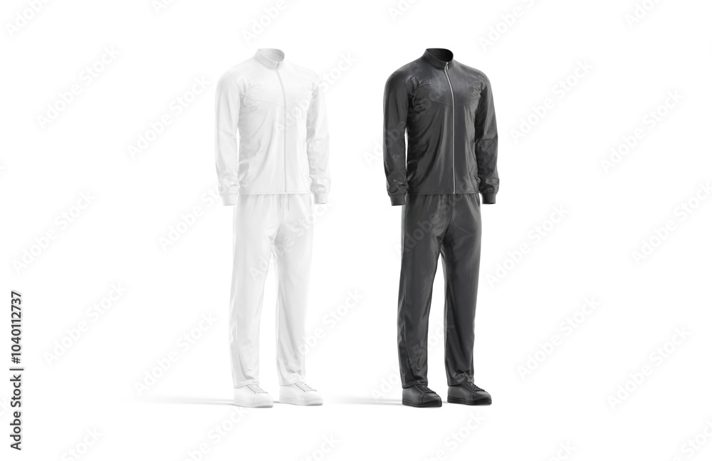 Blank black and white sport team uniform mockup, side view Blank black and white sport team uniform mockup, side view