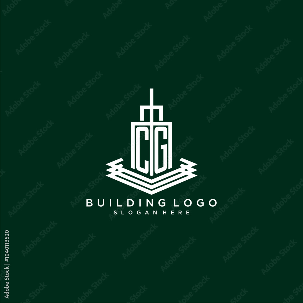 CG initial monogram building logo for real estate CG initial monogram building logo for real estate