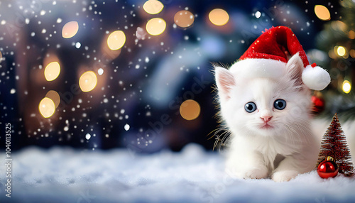 cat in santa claus hat