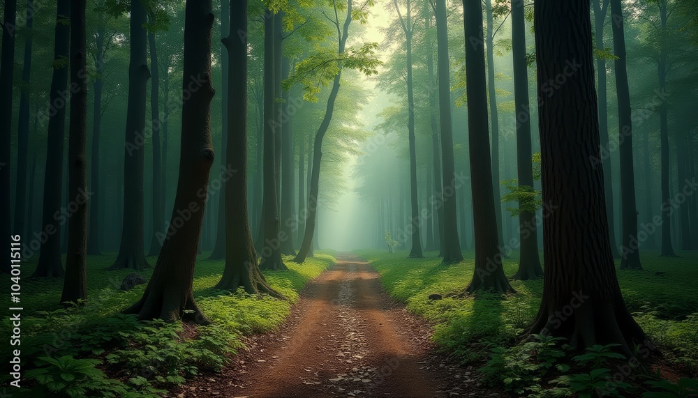 Obraz premium A serene forest path inviting exploration