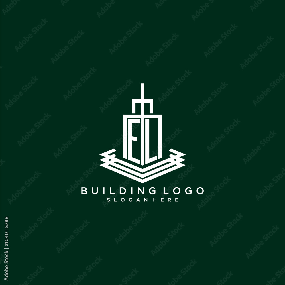 EL initial monogram building logo for real estate EL initial monogram building logo for real estate