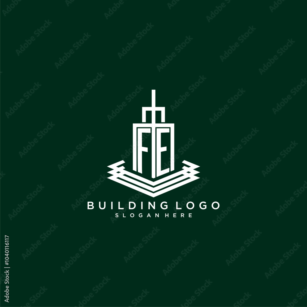FE initial monogram building logo for real estate FE initial monogram building logo for real estate