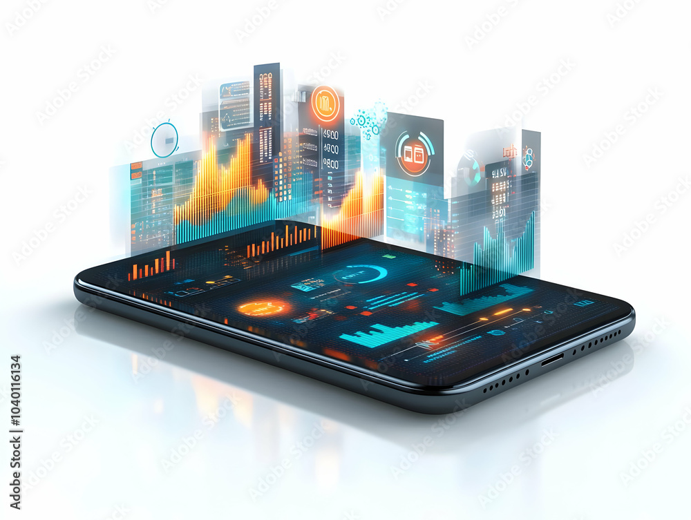 Levitating Smartphone Displaying Holographic Compliance Icons, Decision Making Symbols - Flat Vector Illustration for Smart Business Strategies, Agency Responsibility, Innovative Solutions Concept Levitating Smartphone Displaying Holographic Compliance Icons, Decision Making Symbols - Flat Vector Illustration for Smart Business Strategies, Agency Responsibility, Innovative Solutions Concept