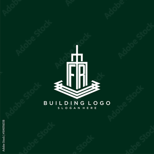 FR initial monogram building logo for real estate