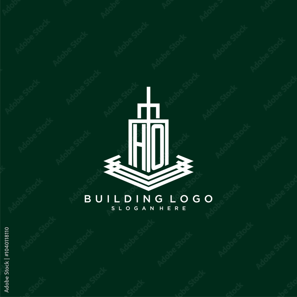 HO initial monogram building logo for real estate HO initial monogram building logo for real estate