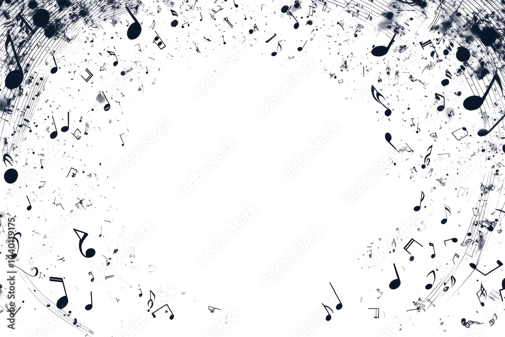 Obraz premium Music notes creating abstract grunge frame background