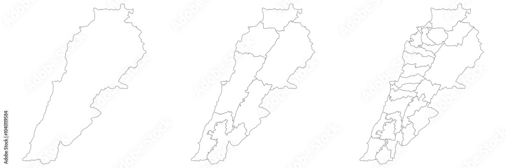 Lebanon map. Map of Lebanon in white set Lebanon map. Map of Lebanon in white set