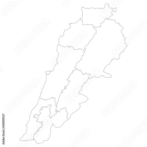 Wallpaper Mural Lebanon map. Map of Lebanon in administrative provinces in white color Torontodigital.ca