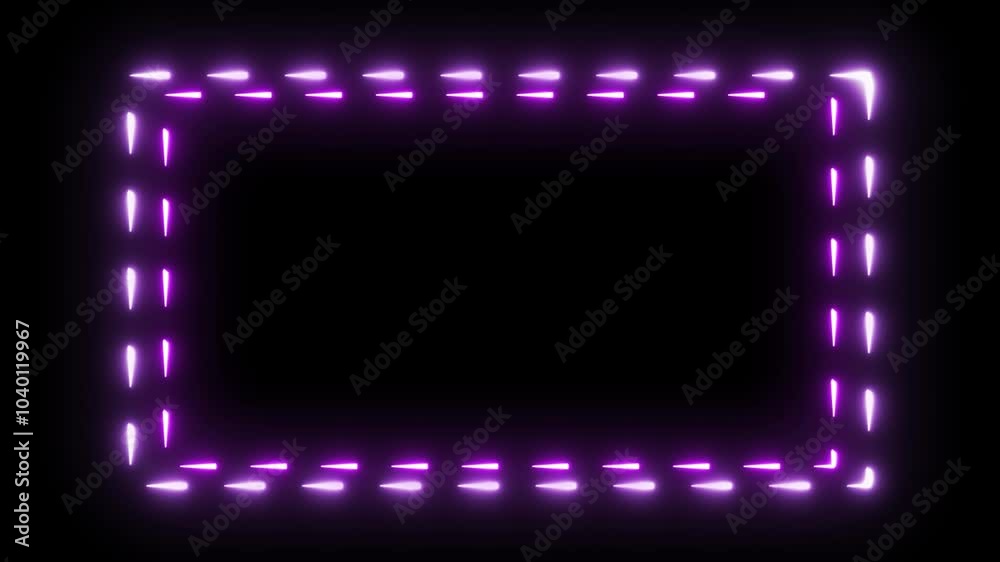 4K Multicolor Neon Rectangle with small light glowing, changing animation in Rectangle or square type with dots type shape